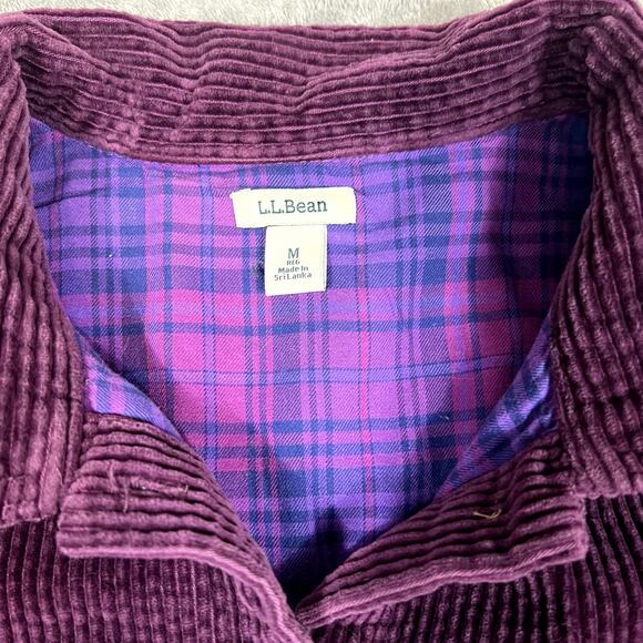 LL Bean Quilt Lined Cordoroy Jacket Sweater Women's M Purple Shacket Outdoor - Picture 4 of 10